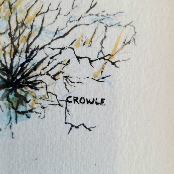 Original watercolor art signed by Crowle. Winter landscape. - Picture 3 of 7